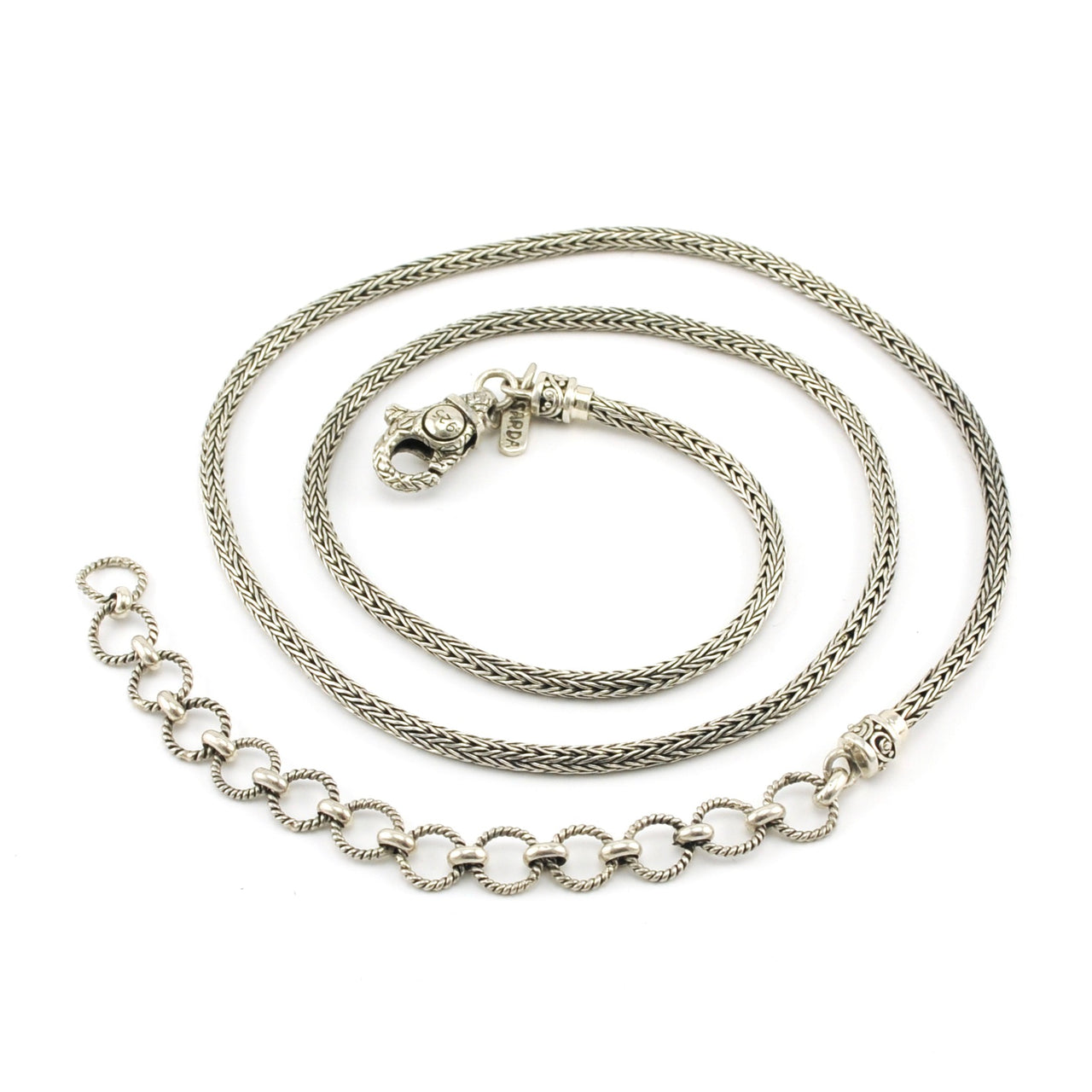 Alt View Sterling Silver Handwoven Snake 20 Inch Chain with Extender
