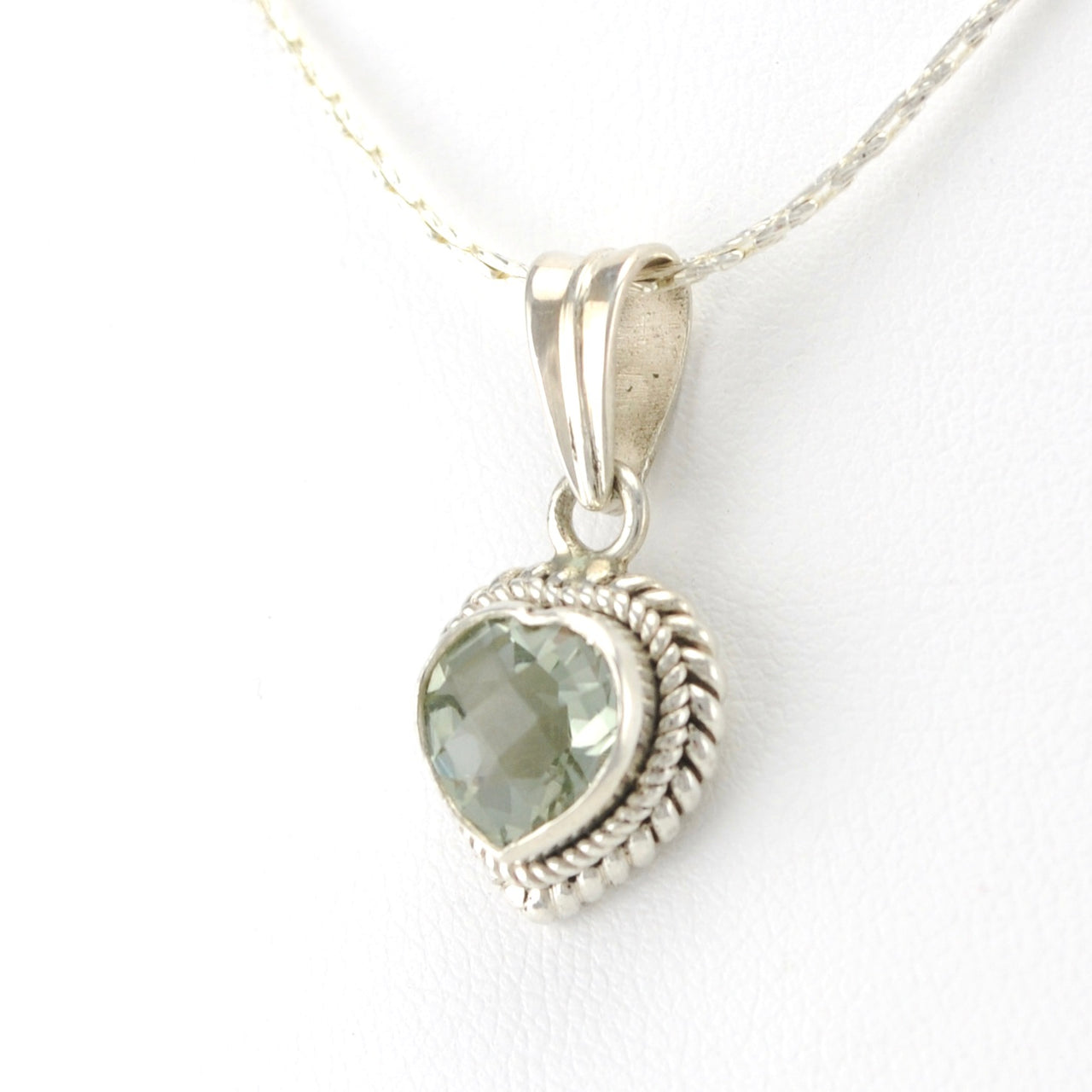Sterling Silver Prasiolite 7mm Heart Pendant