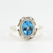 Sterling Silver Blue Topaz 7x9mm Oval Ring