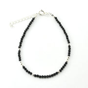 Sterling Silver Black Spinel Bead Bracelet
