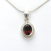 Alt View Sterling Silver Garnet 7x9mm Oval Pendant