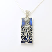 Alt View Sterling Silver Blue Abalone Rectangle Octopus Pendant