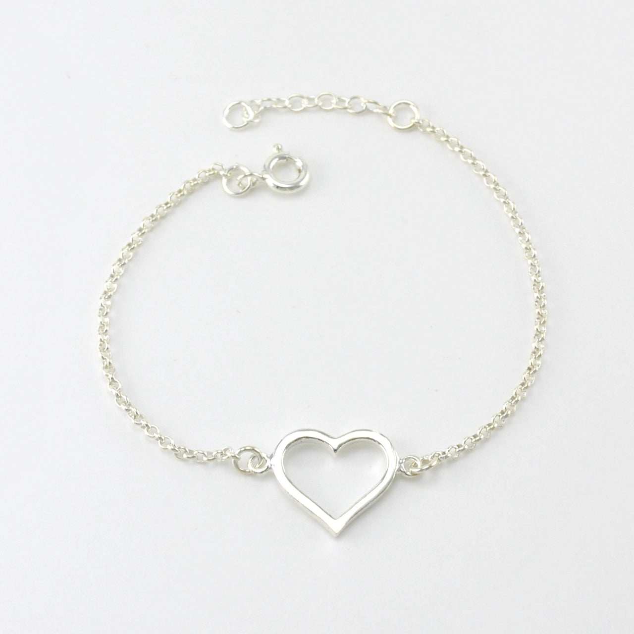 Sterling Silver Open Heart Link Bracelet