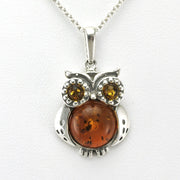 Alt View Sterling Silver Amber Owl Necklace