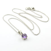 Sterling Silver Amethyst 7mm Round Necklace
