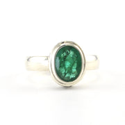 Alt View Sterling Silver Emerald 6x8mm Oval Bali Ring