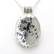 Alt View Sterling Silver Dendritic Agate 30x40mm Oval Bali Pendant