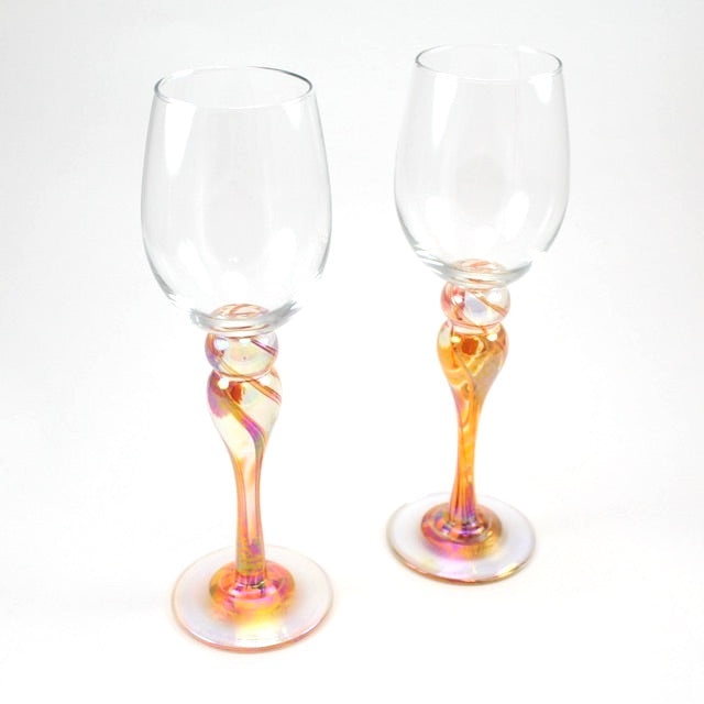 Vino Breve Red Orange Stemless Wine Glasses