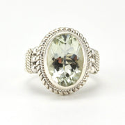 Alt View Sterling Silver Prasiolite 10x14mm Oval Ring