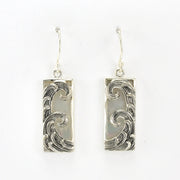 Alt View Sterling Silver Mother of Pearl Rectangle Wave Earrings