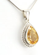 Side View Sterling Silver Citrine 10x14mm Tear Pendant