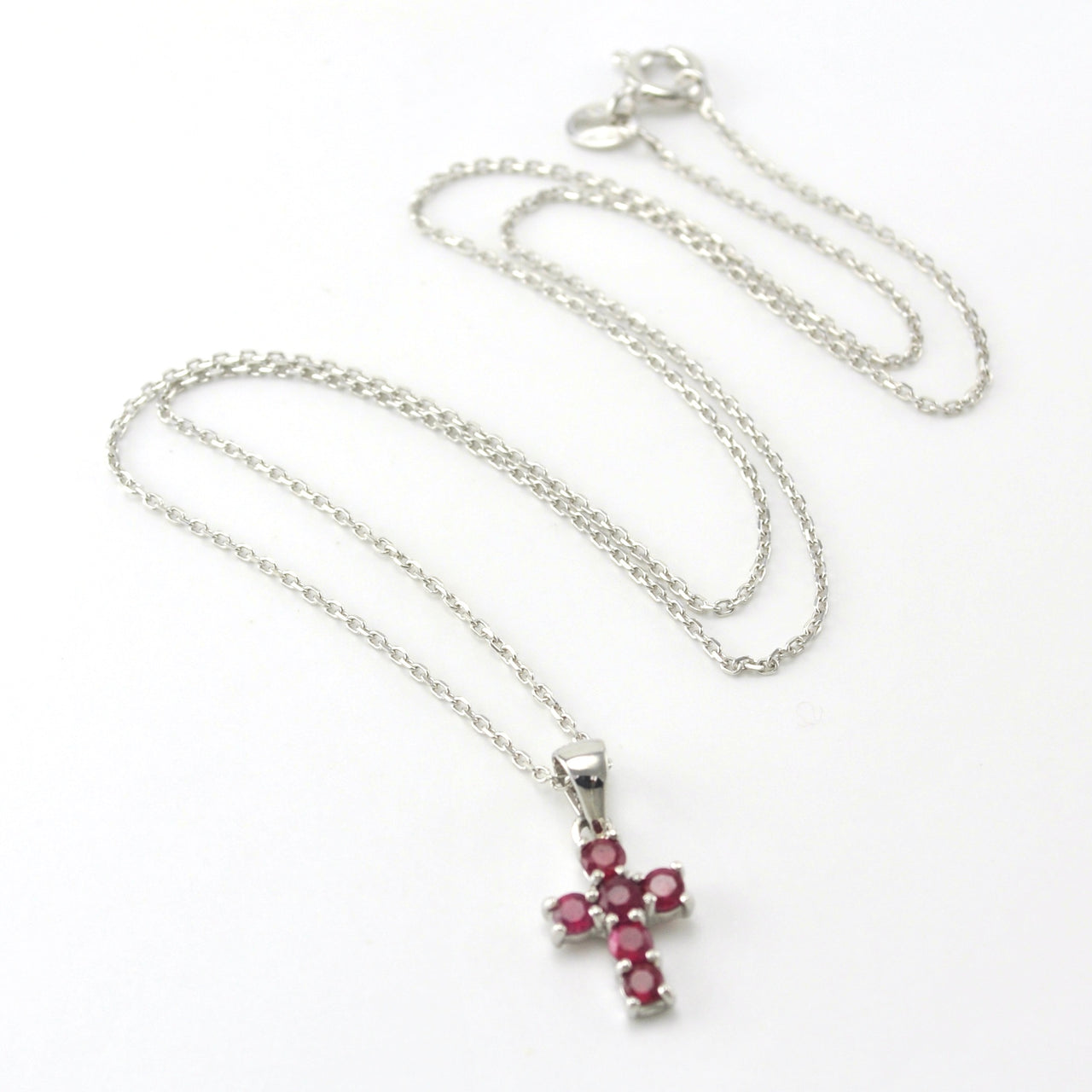 Sterling Silver Ruby Cross Necklace