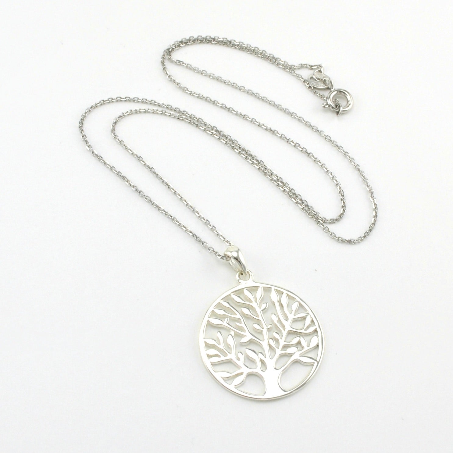 Sterling Silver Tree with Leaves Necklace