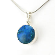 Sterling Silver Peruvian Blue Opal 12.8ct Round Pendant