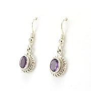 Side View Sterling Silver Amethyst 5x7mm Oval Dangle Earrings