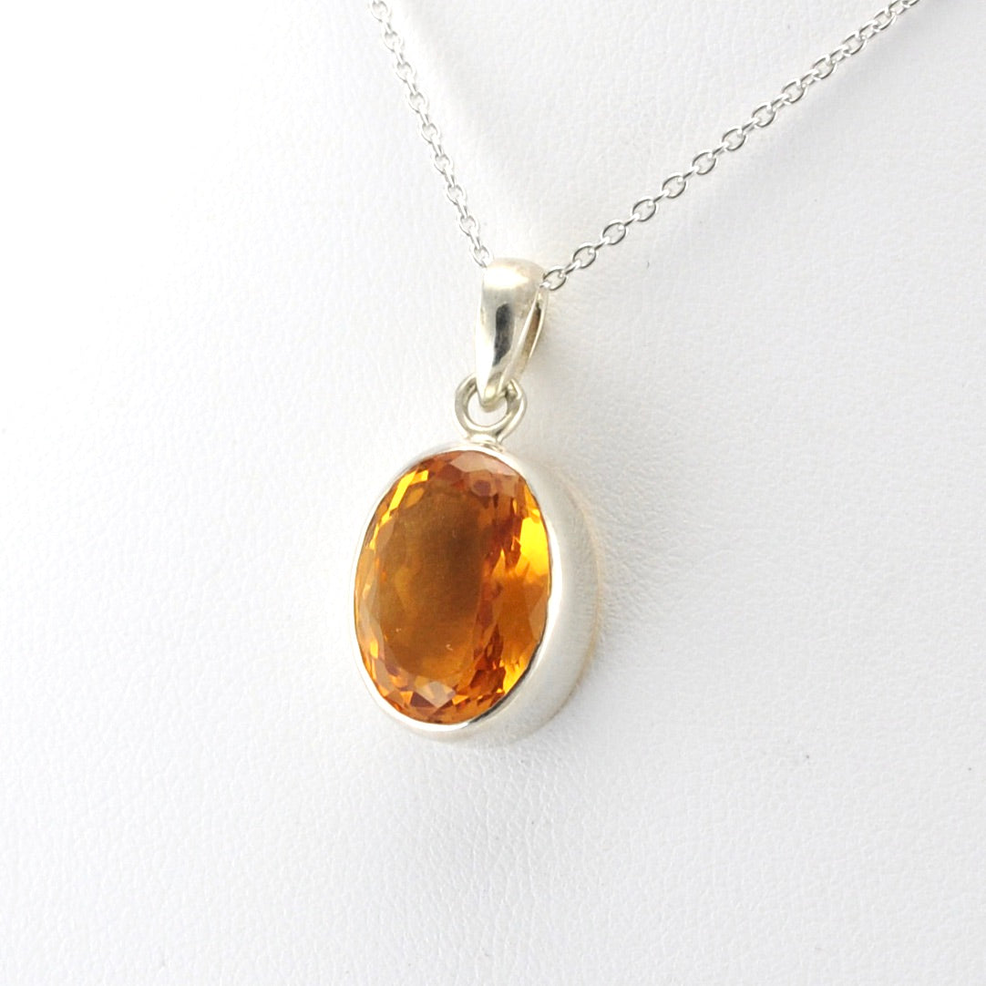 Sterling Silver Citrine 10x14mm Oval Pendant