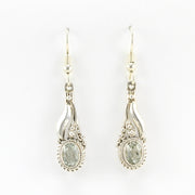 Alt View Sterling Silver Prasiolite 5x7mm Oval Long Drop Earrings