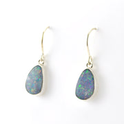 Side View Sterling Silver Australian Opal Earrings