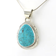 Side View Sterling Silver Kingman Turquoise Pendant