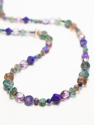 Close Up View Blue Purple Ali Beaded Necklace