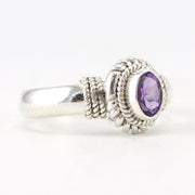Alt View Sterling Silver Amethyst 4x6mm Oval Rope Ring