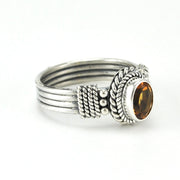 Alt View Sterling Silver Citrine 5x7mm Oval 4 Band Ring