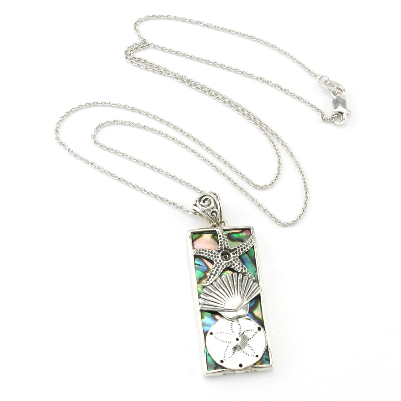 Alt View Sterling Silver Abalone Shells Necklace
