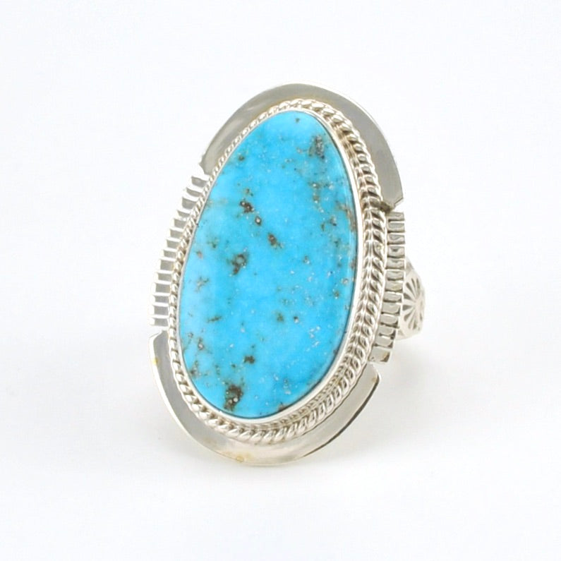Sterling Silver Kingman Turquoise Ring Size 8 by Burt and Kathy Francisco