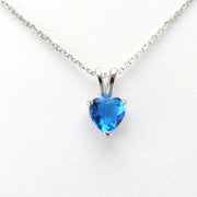 Alt View Sterling Silver Blue Topaz CZ Heart Necklace