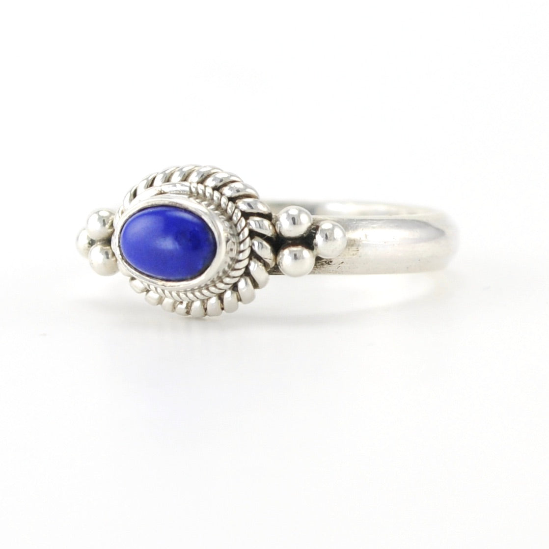 Sterling Silver Lapis 4x6mm Oval Ring