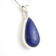Side View Sterling Silver Lapis 40.4ct Tear Pendant