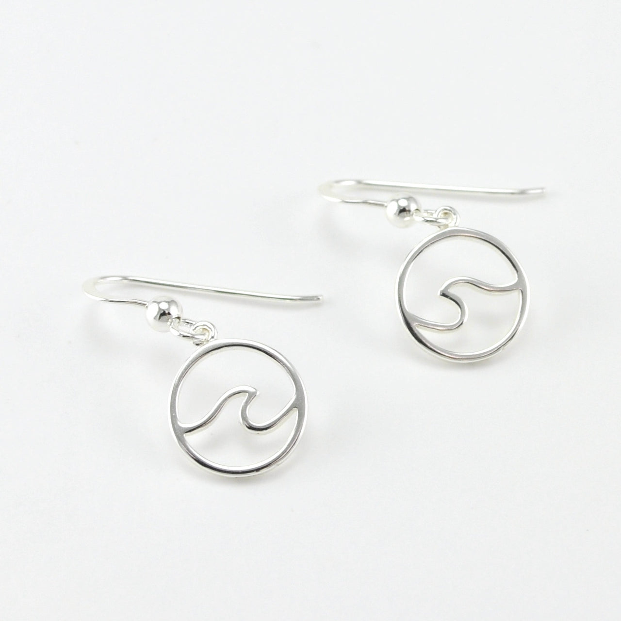 Sterling Silver Circle Wave Dangle Earrings