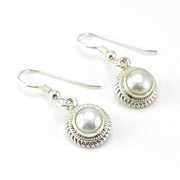 Sterling Silver Pearl 7mm Dangle Earrings