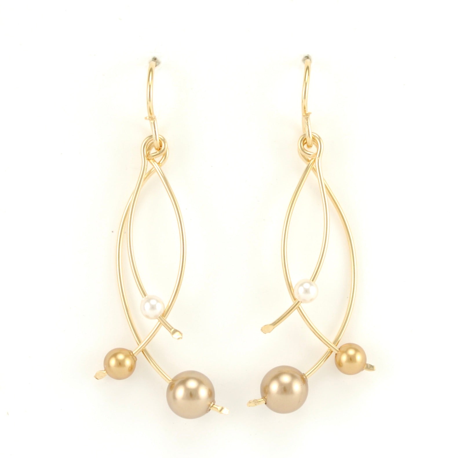 Alt View Gold Fill 3 Bronze Colored Pearl Earrings