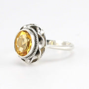 Side View Sterling Silver Citrine 7x9mm Oval Ring