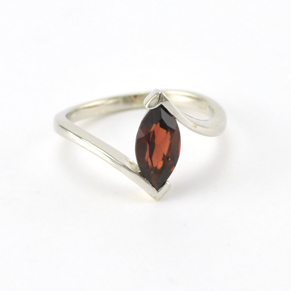 Sterling Silver Garnet Marquise Ring
