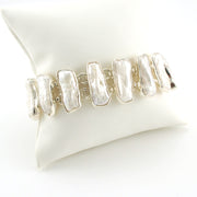 Sterling Silver Biwa Pearl Link Toggle Bracelet