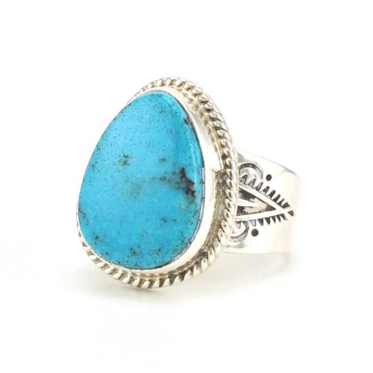 Sterling Silver Kingman Turquoise Ring Size 11 by Lyle Piaso