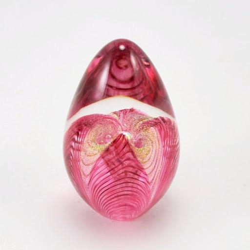 Dichroic Glass 2.5” Cranberry Flower Egg