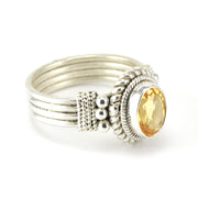 Side View Sterling Silver Citrine 6x8mm Oval Ring 
