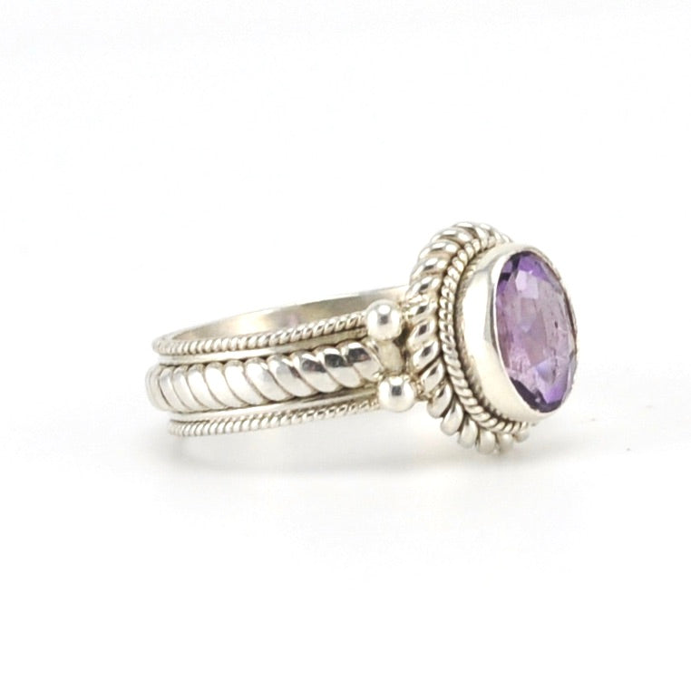 Alt View Sterling Silver Amethyst 6x8mm Oval Ring