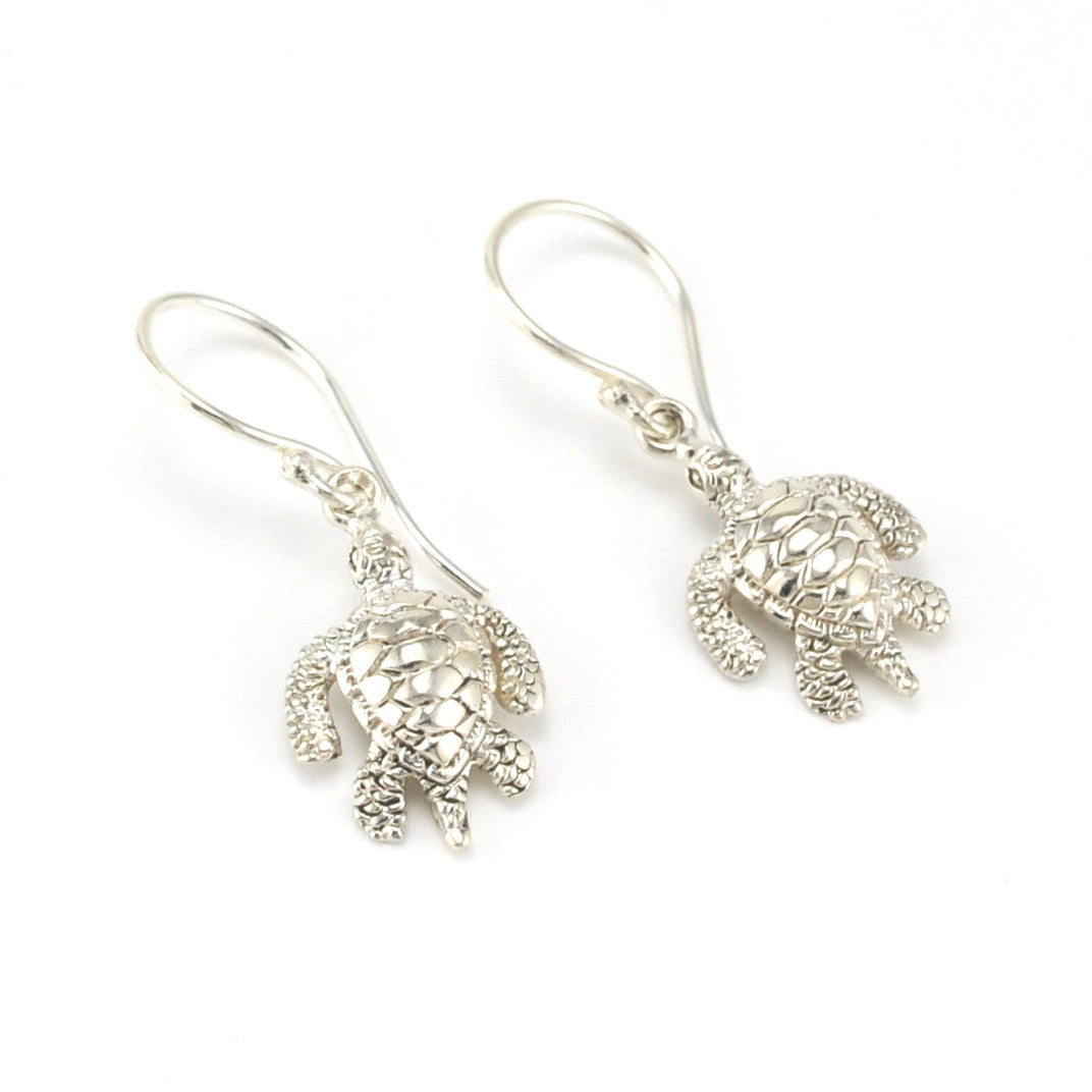Sterling Silver Sea Turtle Dangle Earrings