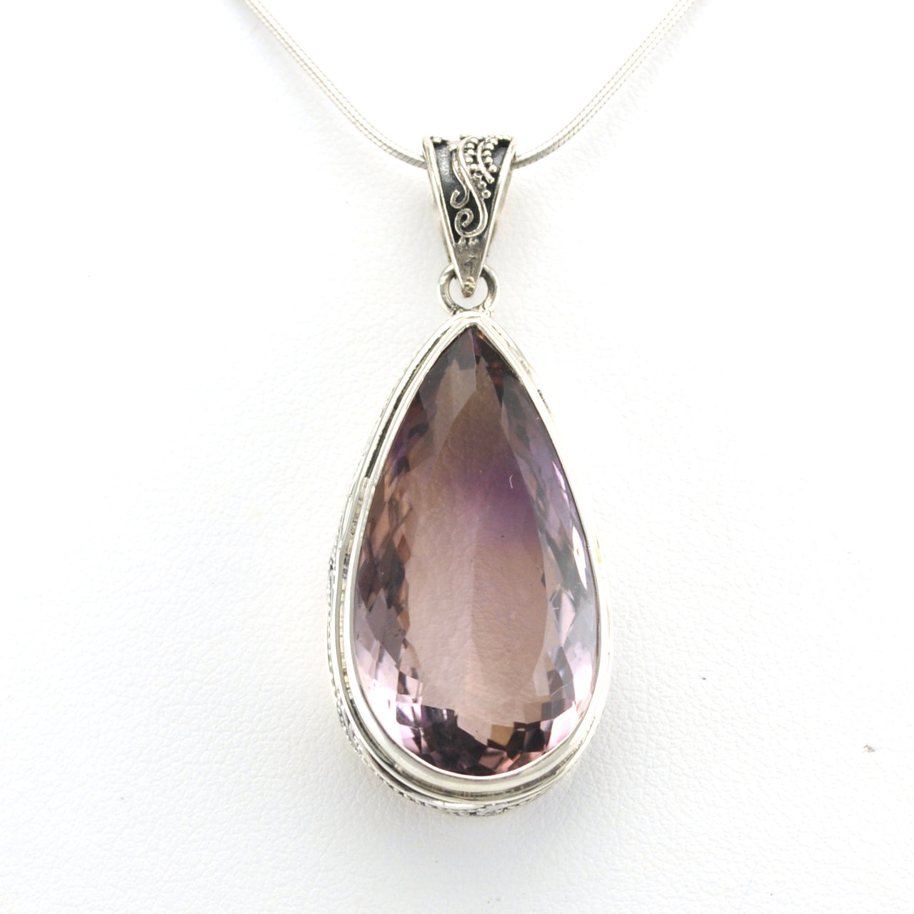 Alt View Sterling Silver Ametrine 16x30mm Tear Bali Pendant