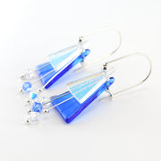 Alt View True Blue Fused Glass Triangular Dangle Earrings