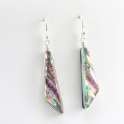 Alt View Sterling Silver Dichroic Glass Pink Comet Dangle Earrings