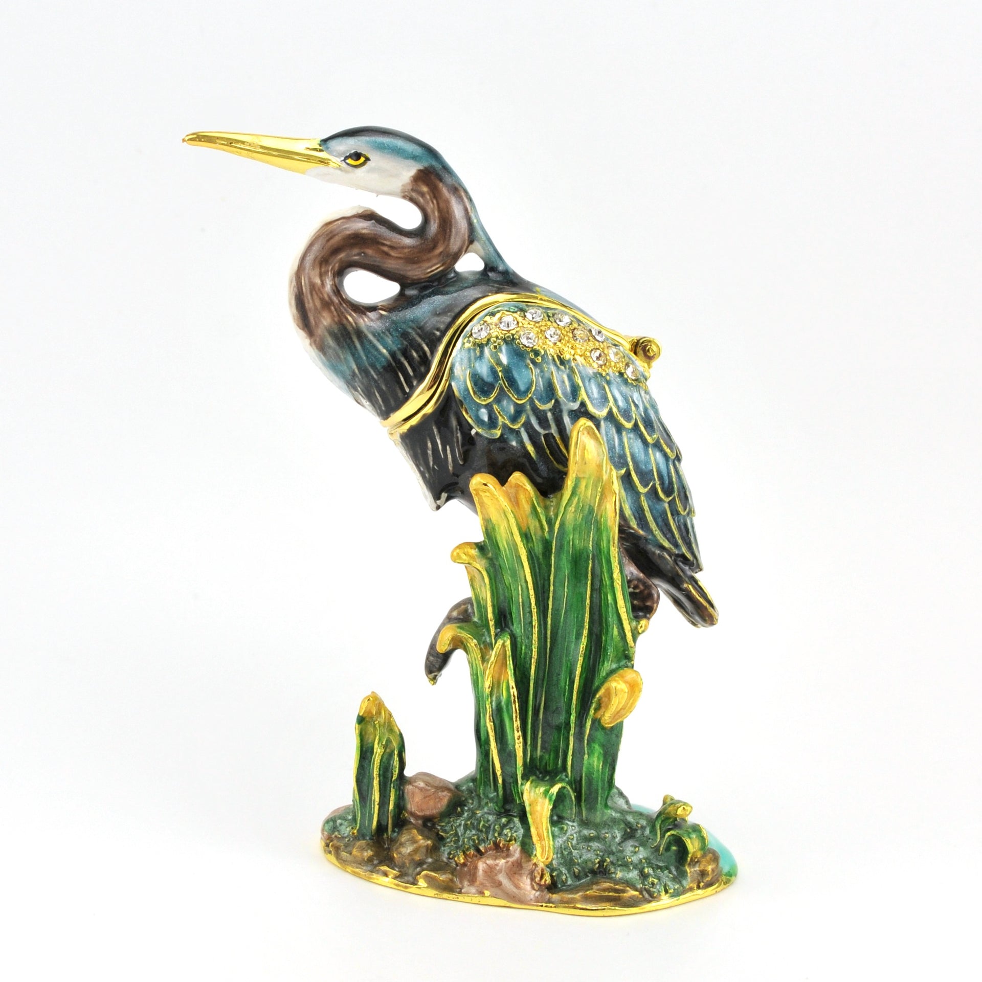 Alt View Blue Heron Enamel Box