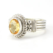 Sterling Silver Citrine 6x8mm Oval Ring 