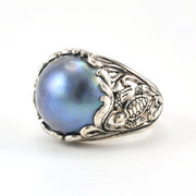 Sterling Silver Grey Mabé Pearl Turtle Ring Size 7