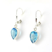 Sterling Silver Blue Topaz 7x10mm Pear Dangle Earrings