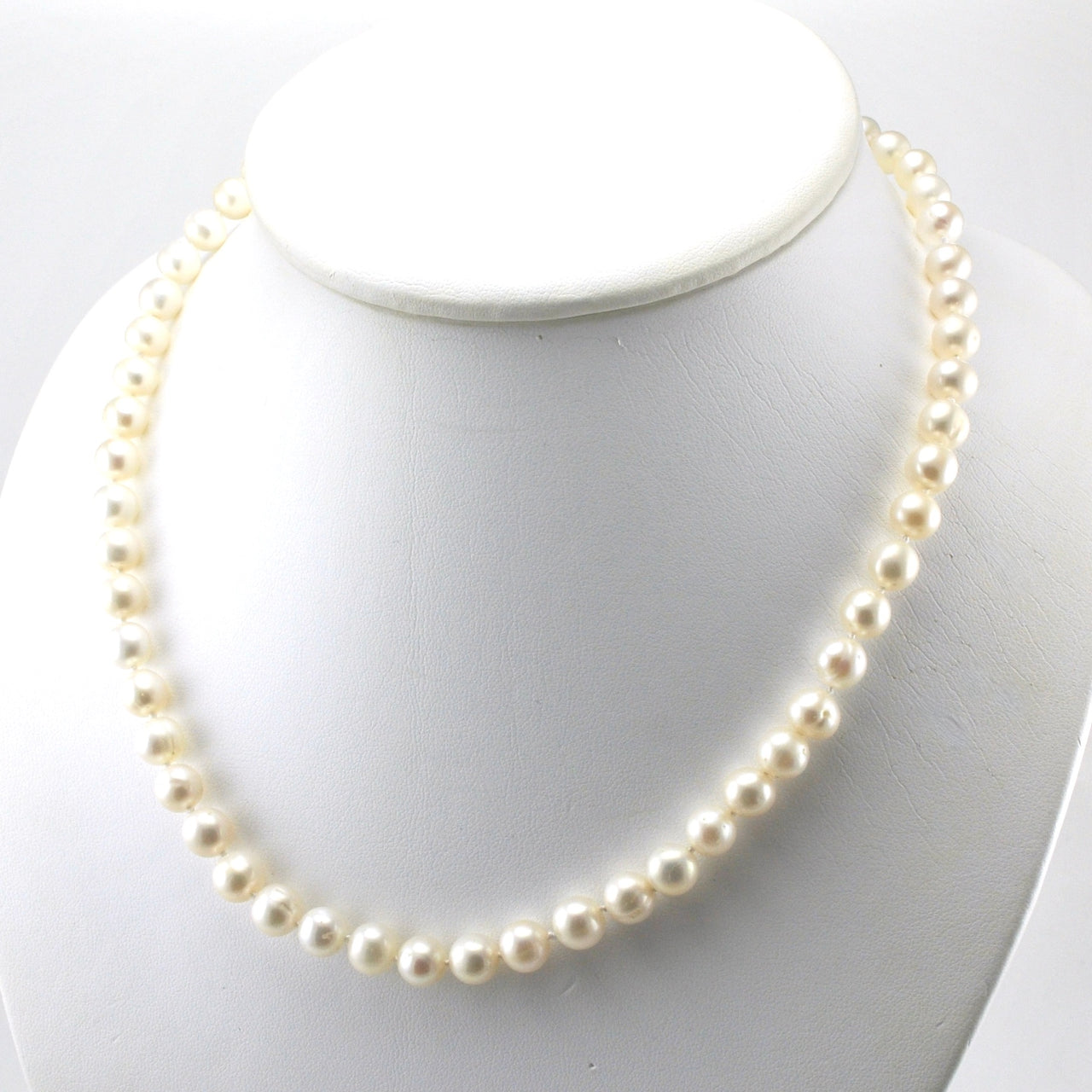 Sterling Silver 7mm White Pearl Necklace